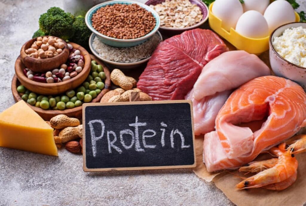 Các thực phẩm giàu chất đạm protein như thịt, cá, trứng, các loại hạt đậu...